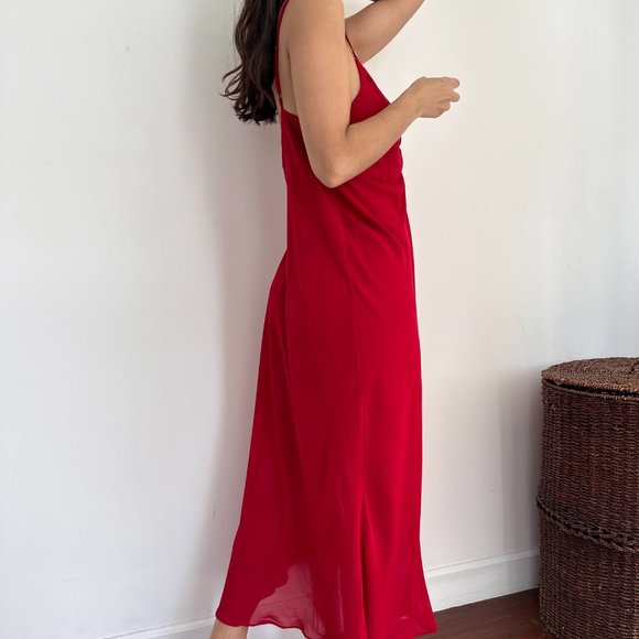 Vintage Cacique red crepe night gown long slip dress - Picture 4 of 11